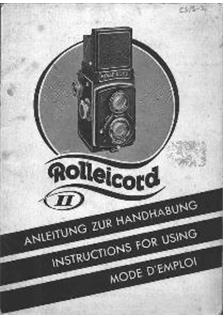 Rollei Rolleicord 2 manual. Camera Instructions.